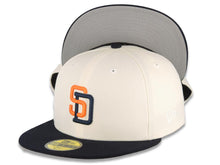 Load image into Gallery viewer, San Diego Padres New Era MLB 59FIFTY 5950 Fitted Cap Hat Cream Crown Navy Visor Orange/Navy Logo Gray UV
