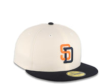 Load image into Gallery viewer, San Diego Padres New Era MLB 59FIFTY 5950 Fitted Cap Hat Cream Crown Navy Visor Orange/Navy Logo Gray UV

