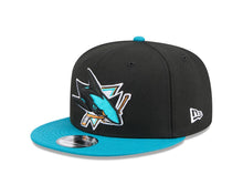 Load image into Gallery viewer, San Jose Sharks New Era NHL 9FIFTY 950 Snapback Cap Hat Black Crown Teal Visor Team Color Logo
