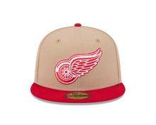 Load image into Gallery viewer, Detroit Red Wings New Era NHL 59FIFTY 5950 Fitted Cap Hat Khaki Crown Red Visor Team Color Logo
