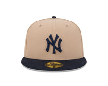 Load image into Gallery viewer, New York Yankees New Era MLB 59FIFTY 5950 Fitted Cap Hat Khaki Crown Navy Blue Visor Navy Blue Logo

