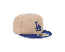 Load image into Gallery viewer, (Youth) Los Angeles Dodgers New Era MLB 59FIFTY 5950 Kid Fitted Cap Hat Khaki Crown Royal Blue Visor Royal Blue Logo
