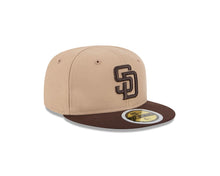 Load image into Gallery viewer, (Youth) San Diego Padres New Era MLB 59FIFTY 5950 Kid Fitted Cap Hat Khaki Crown Brown Visor Brown Logo
