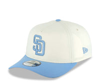 Load image into Gallery viewer, San Diego Padres New Era MLB 9FORTY 940 Adjustable Cap Hat Cream Crown Sky Blue Visor Sky Blue Logo 25th Anniversary Side Patch Gray UV
