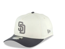 Load image into Gallery viewer, San Diego Padres New Era MLB 9FORTY 940 Adjustable A-Frame Cap Hat Cream Crown Dark Gray Visor Gray Logo 25th Anniversary Side Patch
