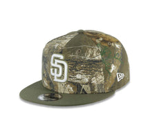 Load image into Gallery viewer, San Diego Padres New Era MLB 9FIFTY 950 Snapback Cap Hat Real Tree Edge Camo Crown Olive Green Visor White/Olive Green Logo 40th Anniversary Side Patch
