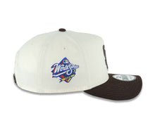 Load image into Gallery viewer, San Diego Padres New Era MLB 9FORTY 940 Adjustable A-Frame Cap Hat Cream Crown Dark Brown Visor Dark Brown Logo 1998 World Series Side Patch
