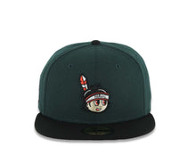 Load image into Gallery viewer, Yaquis de obregon New Era 59FIFTY 5950 Fitted Cap Hat Dark Green Crown Black Visor Team Color Logo Feather Side Patch Gray UV
