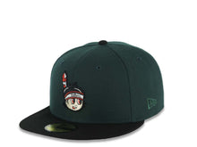 Load image into Gallery viewer, Yaquis de obregon New Era 59FIFTY 5950 Fitted Cap Hat Dark Green Crown Black Visor Team Color Logo Feather Side Patch Gray UV
