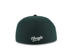 Load image into Gallery viewer, Yaquis de obregon New Era 59FIFTY 5950 Fitted Cap Hat Dark Green Crown Black Visor Team Color Logo Feather Side Patch Gray UV
