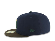 Load image into Gallery viewer, San Diego Padres New Era MLB 59FIFTY 5950 Fitted Cap Hat Navy Blue Crown Brown Visor Light Khaki/Green Logo 1998 World Series Side Patch Gray UV
