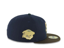Load image into Gallery viewer, San Diego Padres New Era MLB 59FIFTY 5950 Fitted Cap Hat Navy Blue Crown Brown Visor Light Khaki/Green Logo 1998 World Series Side Patch Gray UV
