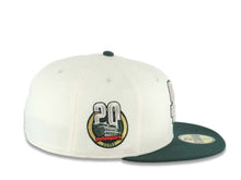 Load image into Gallery viewer, San Diego Padres New Era MLB 59FIFTY 5950 Fitted Cap Hat Cream Crown Dark Green Visor White/Metallic Silver/Black Logo 20th Anniversary Petco Park Side Patch
