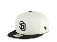 Load image into Gallery viewer, (Corduroy Crown) San Diego Padres New Era MLB 9FIFTY 950 Snapback Cap Hat Cream Crown Black Visor Black Logo 40th Anniversary Side Patch Gray UV

