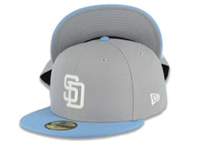 Load image into Gallery viewer, San Diego Padres New Era MLB 59FIFTY 5950 Fitted Cap Hat Gray Crown Sky Blue Visor White Logo Gray UV
