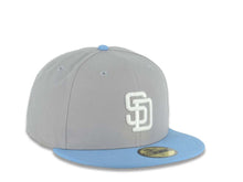 Load image into Gallery viewer, San Diego Padres New Era MLB 59FIFTY 5950 Fitted Cap Hat Gray Crown Sky Blue Visor White Logo Gray UV
