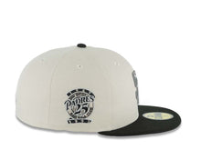 Load image into Gallery viewer, San Diego Padres New Era MLB 59FIFTY 5950 Fitted Cap Hat Stone Crown Black Visor Dark Gray Logo 25th Anniversary Side Patch Gray UV
