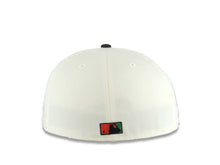 Load image into Gallery viewer, San Diego Padres New Era MLB 59FIFTY 5950 Fitted Cap Hat Cream Crown Black Visor Black Logo With Rose 40th Anniversary Side Patch Gray UV
