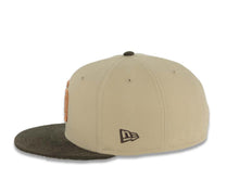 Load image into Gallery viewer, (Corduroy Visor) San Diego Padres New Era MLB 59FIFTY 5950 Fitted Cap Hat Khaki Crown Brown Visor Metallic Bronze Logo 40th Anniversary Side Patch
