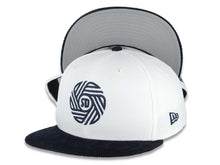 Load image into Gallery viewer, (Corduroy Visor) San Diego FC New Era MLS 59FIFTY 5950 Fitted Cap Hat White Crown Navy Blue Visor Navy Blue Logo Gray UV
