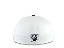 Load image into Gallery viewer, (Corduroy Visor) San Diego FC New Era MLS 59FIFTY 5950 Fitted Cap Hat White Crown Navy Blue Visor Navy Blue Logo Gray UV
