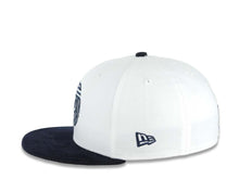 Load image into Gallery viewer, (Corduroy Visor) San Diego FC New Era MLS 59FIFTY 5950 Fitted Cap Hat White Crown Navy Blue Visor Navy Blue Logo Gray UV
