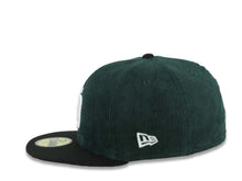 Load image into Gallery viewer, (Corduroy Crown) San Diego Padres New Era MLB 59FIFTY 5950 Fitted Cap Hat Dark Green Crown Black Visor White Logo 40th Anniversary Side Patch
