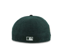Load image into Gallery viewer, (Corduroy Crown) San Diego Padres New Era MLB 59FIFTY 5950 Fitted Cap Hat Dark Green Crown Black Visor White Logo 40th Anniversary Side Patch

