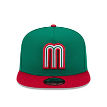 Load image into Gallery viewer, Mexico New Era WBC World Baseball Classic 9FIFTY 950 Snapback A-Frame Cap Hat Green Crown Red Visor Team Color Logo Mexico Flag Side Patch
