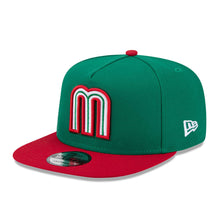 Load image into Gallery viewer, Mexico New Era WBC World Baseball Classic 9FIFTY 950 Snapback A-Frame Cap Hat Green Crown Red Visor Team Color Logo Mexico Flag Side Patch
