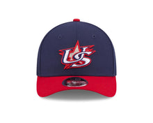 Load image into Gallery viewer, USA New Era 9FORTY 940 Adjustable Cap Hat Navy Blue Crown Red Visor Team Color Logo USA Flag Side Patch
