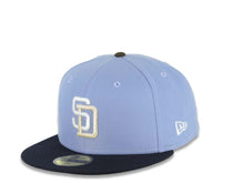 Load image into Gallery viewer, San Diego Padres New Era MLB 59FIFTY 5950 Fitted Cap Hat Pale Purple Crown Navy Blue Visor White/Cream Logo 1998 World Series Side Patch Red UV
