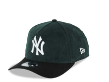 Load image into Gallery viewer, (Corduroy Crown) New York Yankees New Era MLB 9FORTY 940 Adjustable A-Frame Cap Hat Dark Green Crown Black Visor White Logo 1998 World Series Side Patch
