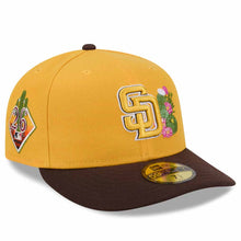 Load image into Gallery viewer, San Diego Padres New Era MLB 59FIFTY 5950 Fitted Cap Hat Yellow Crown Dark Brown Visor Yellow Logo With Side Patch (2026 Spring Training)
