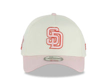 Load image into Gallery viewer, San Diego Padres New Era MLB 9FORTY 940 Adjustable A-Frame Cap Hat Cream Crown Pink Visor Pink /Red Logo 1998 World Series Side Patch
