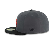 Load image into Gallery viewer, Los Angeles Dodgers New Era MLB 59FIFTY 5950 Fitted Cap Hat Dark Gray Crown Black Visor Red Logo 40th Anniversary Stadium Side Patch
