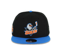 Load image into Gallery viewer, San Diego Gulls New Era AHL 9FIFTY 950 Snapback Cap Hat Black Crown Blue Visor Default Team Logo SD Side Patch Gray UV
