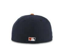 Load image into Gallery viewer, San Diego Padres New Era MLB 59FIFTY 5950 Fitted Cap Hat Navy Blue Crown Orange Visor White/Orange Logo 10 Years Petcopark Side Patch
