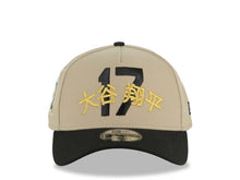 Load image into Gallery viewer, Los Angeles Dodgers New Era MLB 9FORTY 940 A-Frame Adjustable Cap Hat Khaki Crown Black Visor Black/Metallic Gold Script/Text Logo Shohei Ohtani 17 Side Patch
