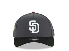 Load image into Gallery viewer, San Diego Padres New Era MLB 9FORTY 940 A-Frame Adjustable Cap Hat Dark Gray Crown Black Visor White Logo 40th Anniversary Side Patch
