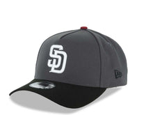 Load image into Gallery viewer, San Diego Padres New Era MLB 9FORTY 940 A-Frame Adjustable Cap Hat Dark Gray Crown Black Visor White Logo 40th Anniversary Side Patch
