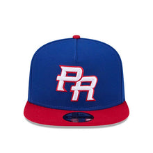 Load image into Gallery viewer, Puerto Rico New Era WBC World Baseball Classic 9FIFTY 950 Snapback A-Frame Cap Hat Royal Blue Crown Red Visor Team Color Logo Puerto Rico Flag Side Patch
