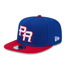 Load image into Gallery viewer, Puerto Rico New Era WBC World Baseball Classic 9FIFTY 950 Snapback A-Frame Cap Hat Royal Blue Crown Red Visor Team Color Logo Puerto Rico Flag Side Patch
