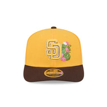 Load image into Gallery viewer, San Diego Padres New Era MLB 9SEVENTY 970 Snapback Cap Hat Yellow Crown Brown Visor Yellow/Brown/White Logo 2026 Spring Training Side Patch
