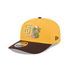 Load image into Gallery viewer, San Diego Padres New Era MLB 9SEVENTY 970 Snapback Cap Hat Yellow Crown Brown Visor Yellow/Brown/White Logo 2026 Spring Training Side Patch
