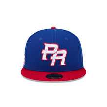 Load image into Gallery viewer, Puerto Rico New Era WBC World Baseball Classic 59FIFTY 5950 Fitted Cap Hat Royal Blue Crown Red Visor Team Color Logo Puerto Rico Flag Side Patch
