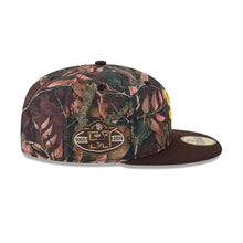 Load image into Gallery viewer, San Diego Padres New Era MLB 59FIFTY 5950 Fitted Cap Hat Leaves Camo Crown Brown Visor Yellow Logo 50th Anniversary Side Patch
