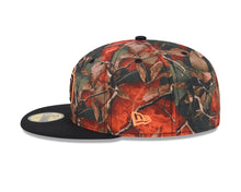 Load image into Gallery viewer, San Diego Padres New Era MLB 59FIFTY 5950 Fitted Cap Hat Leaves Crown Black Visor Black/Orange Logo 50th Anniversary Side Patch
