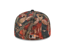 Load image into Gallery viewer, San Diego Padres New Era MLB 59FIFTY 5950 Fitted Cap Hat Leaves Crown Black Visor Black/Orange Logo 50th Anniversary Side Patch
