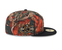 Load image into Gallery viewer, San Diego Padres New Era MLB 59FIFTY 5950 Fitted Cap Hat Leaves Crown Black Visor Black/Orange Logo 50th Anniversary Side Patch
